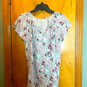 Floral Flutter Sleeve Women's Top - Multicolor